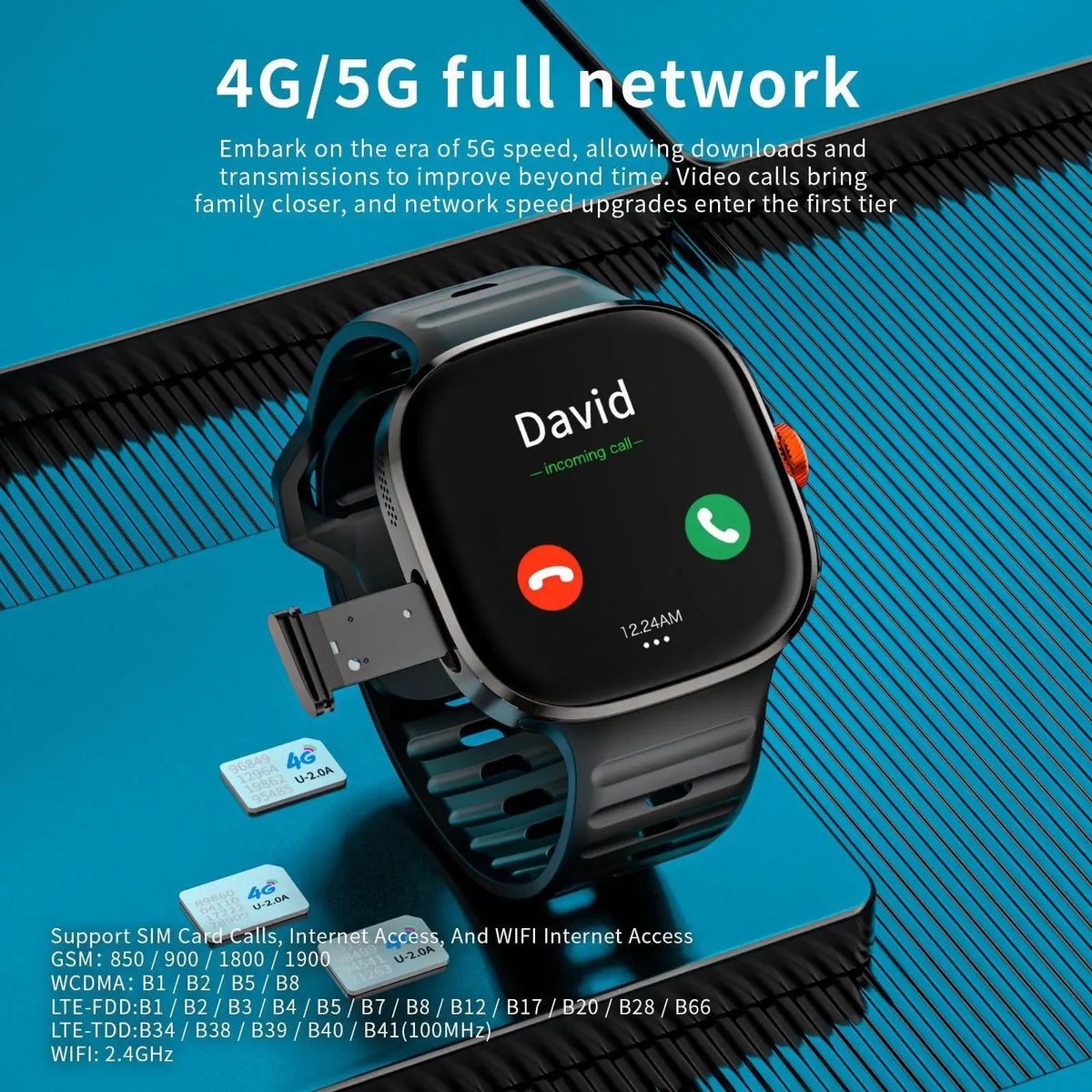 4G NFC GPS Android Smart Watch 2.16 AMOLED 480x480 HD Screen 3G+32G Rotating Camera Wifi Video Calls Fitness Tracker