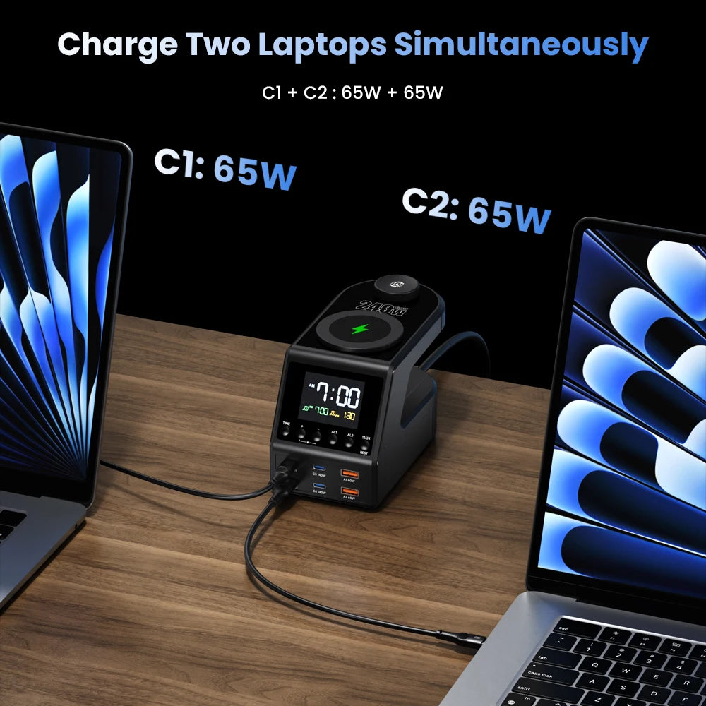 Vexaroa 240W GaN USB-C charger station with display — product image 3