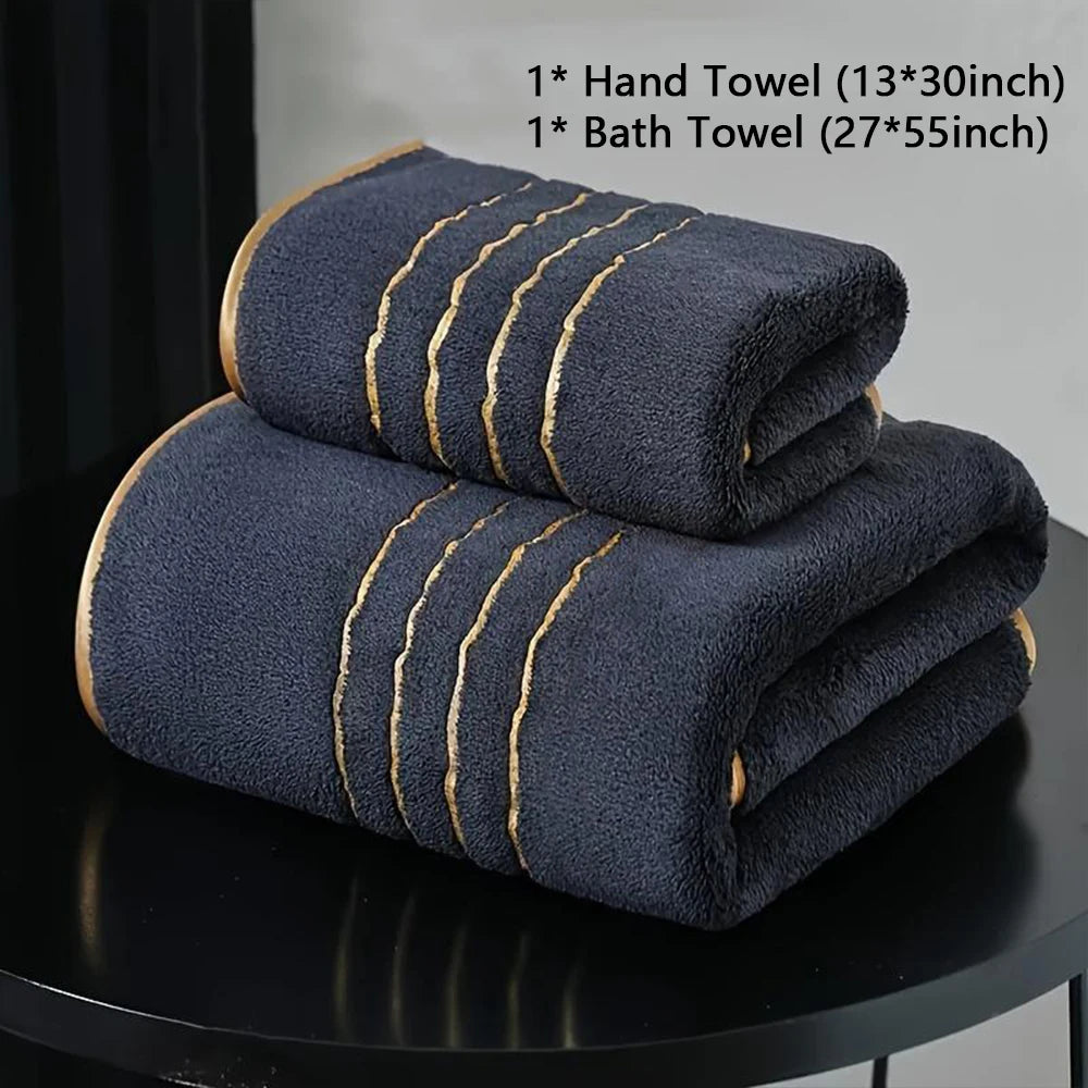 Vexaroa Soft Bath Towel Set with Gold Accents