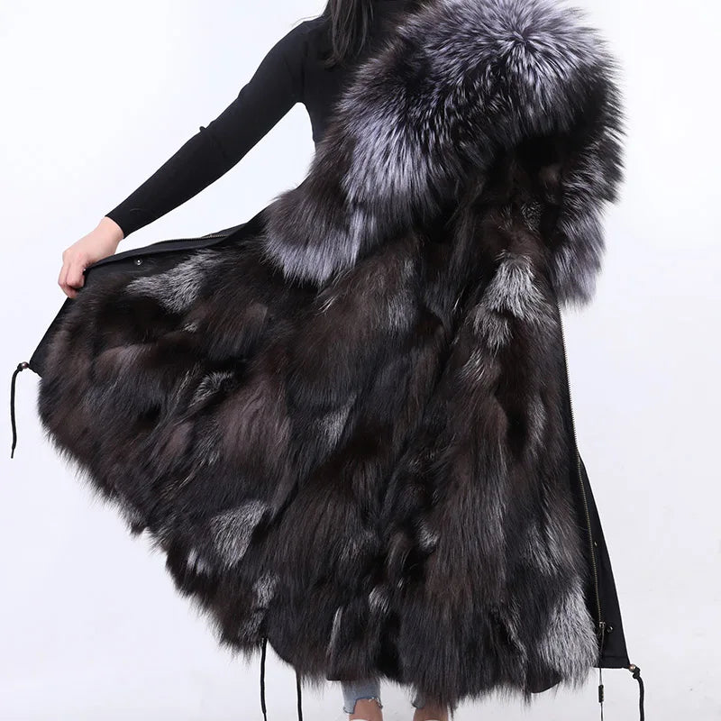 Winter Jackets For Women's Jacket Natural Real Fur Coat Fox Fur Collar Inner Fur Parkas Female Cold Coat