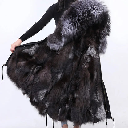 Winter Jackets For Women's Jacket Natural Real Fur Coat Fox Fur Collar Inner Fur Parkas Female Cold Coat