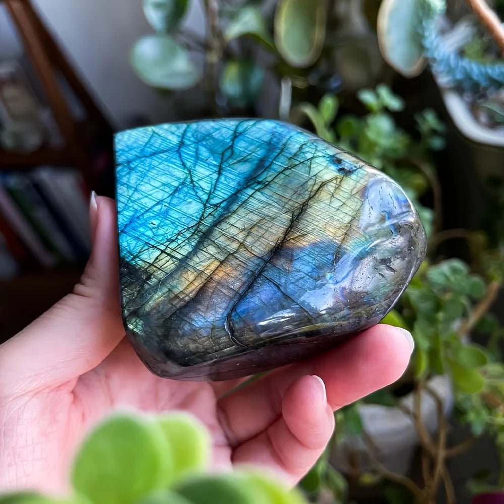 Vexaroa rainbow labradorite crystal sculpture with iridescent colour - view 6