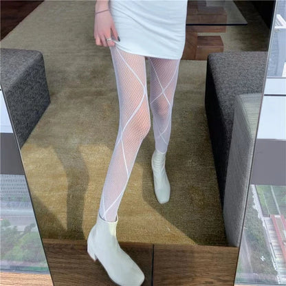 Leggings Hollowed Out Mesh Retro Girls Stockings Japanese Bottomed Lace Pantyhose Floral Rattan Black Tights