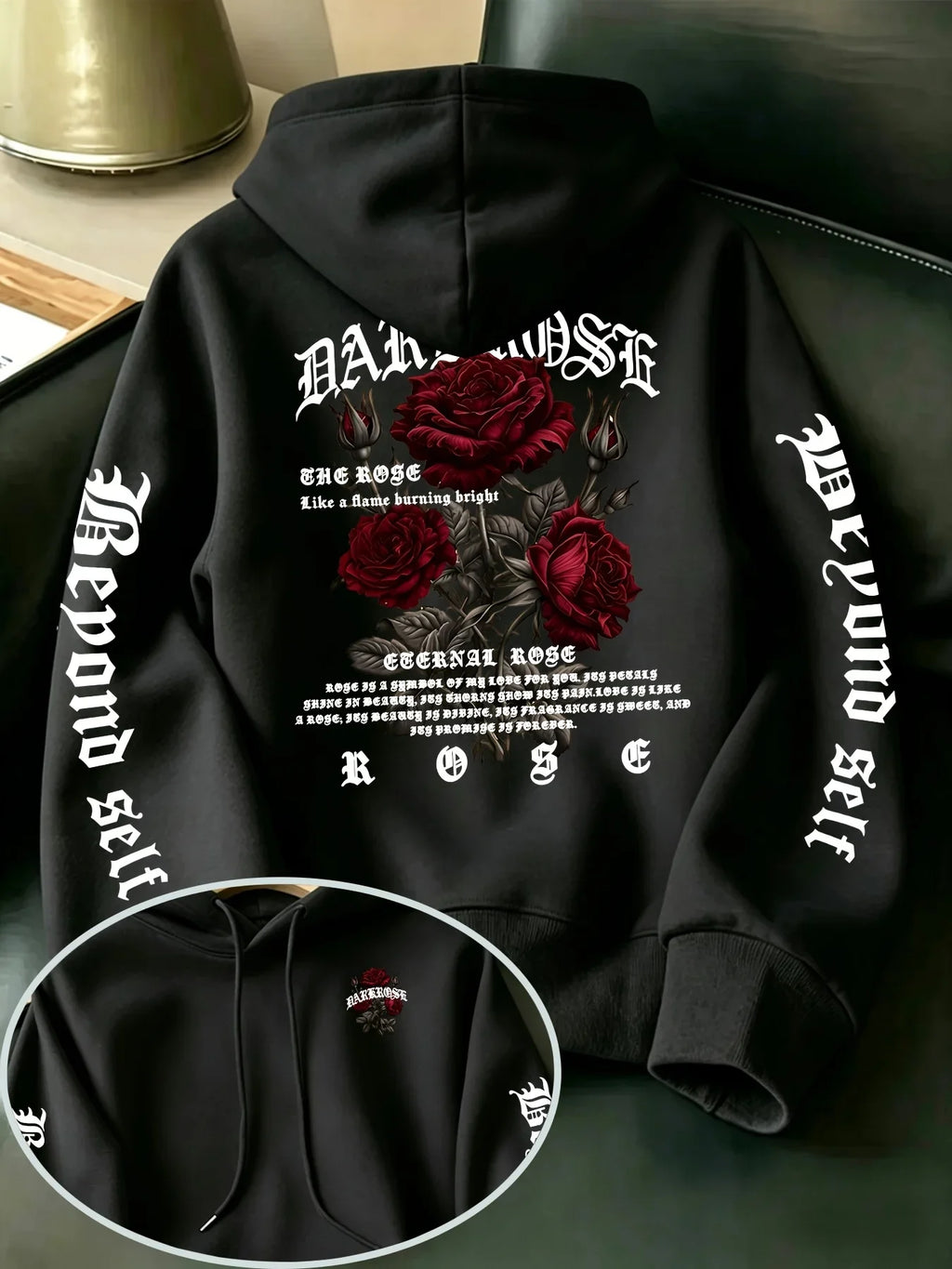 Vexaroa Gothic Rose Graphic Hoodie