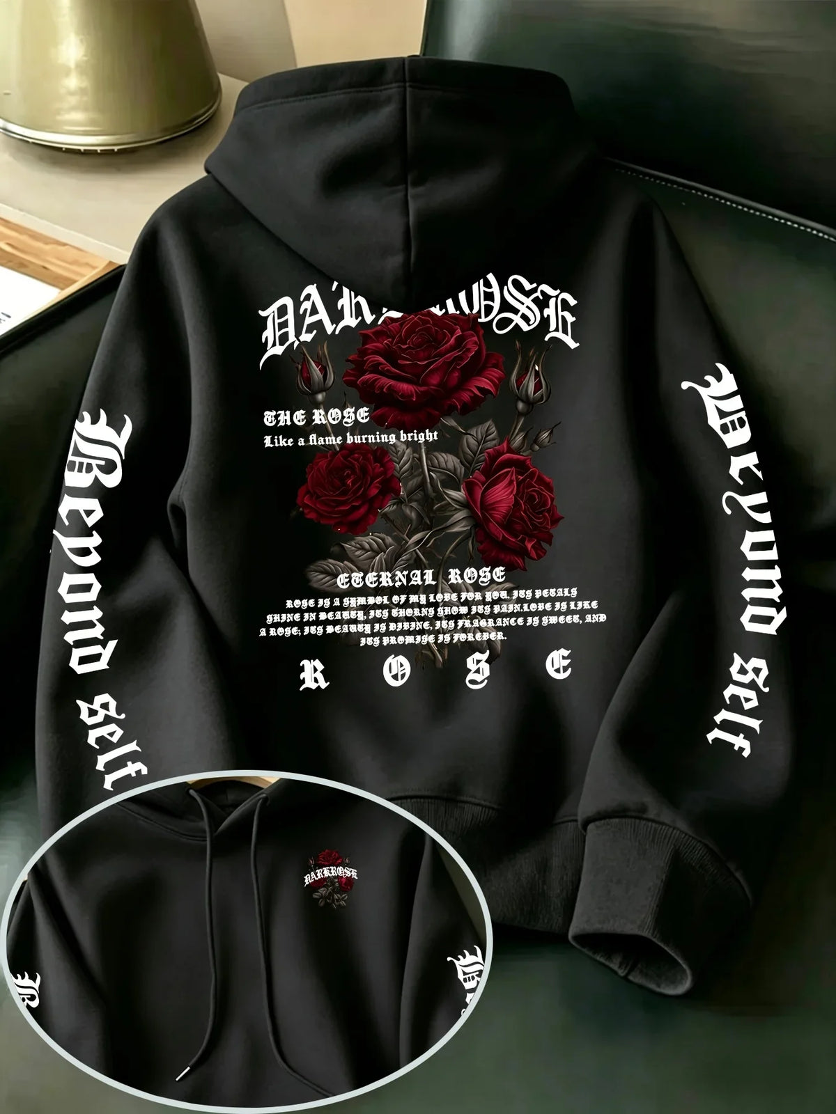 Vexaroa Gothic Rose Graphic Hoodie