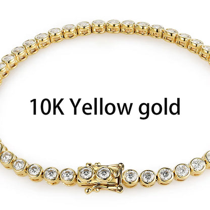Vexaroa Bezel Set D VVS1 Moissanite Tennis Bracelet | Gold