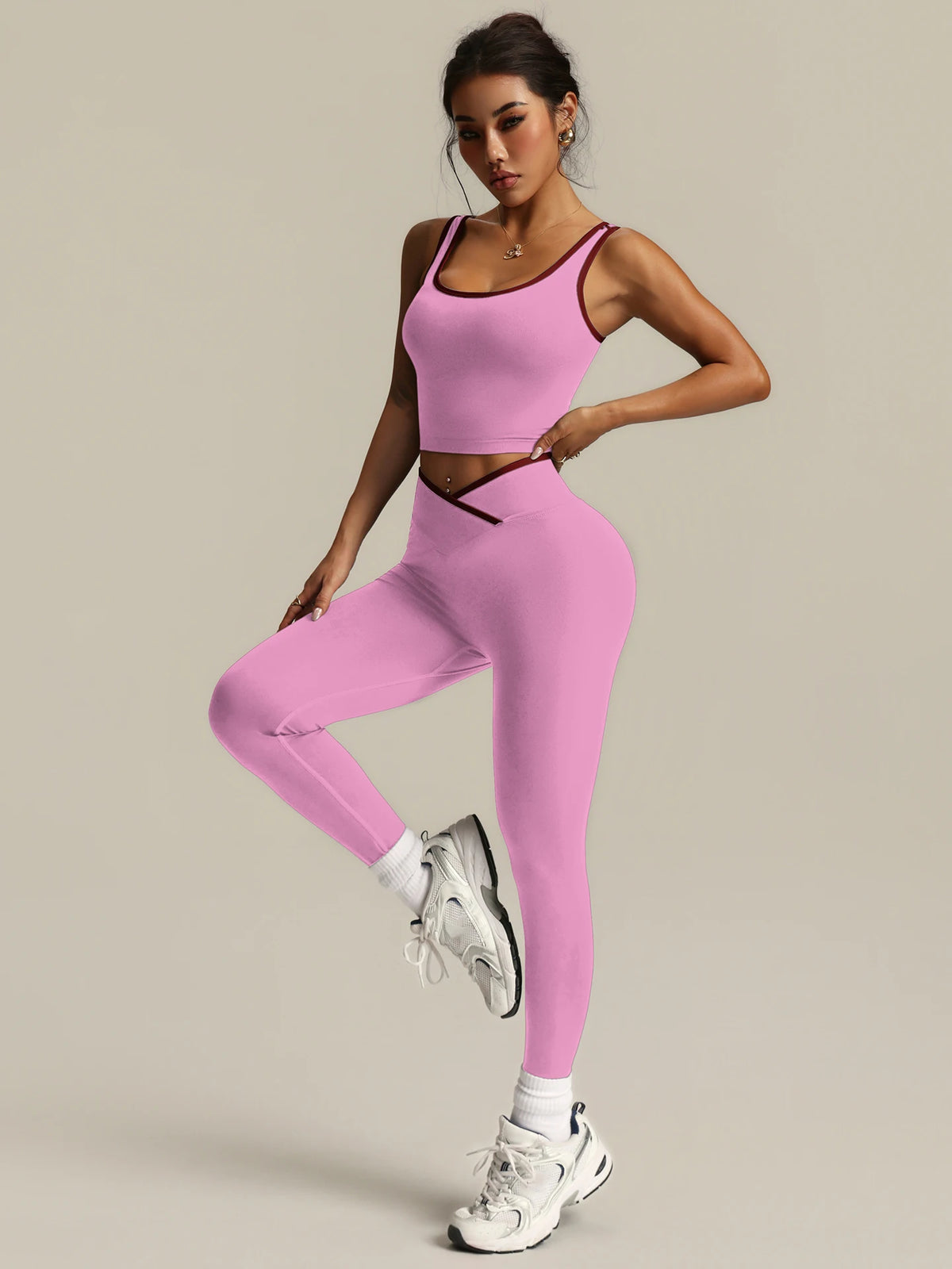 Vexaroa 2-Piece Yoga Set Crossover Leggings & Sports Bra