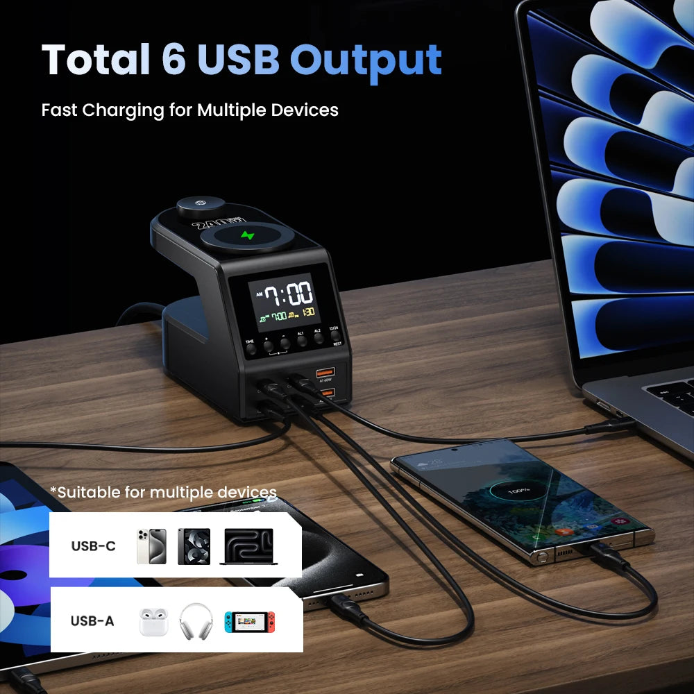Vexaroa 240W GaN USB-C charger station with display — product image 4