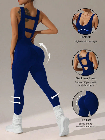 4 colors available Women's vest trousers jumpsuits - sexy hollow vest design - elastic and soft yoga running suit