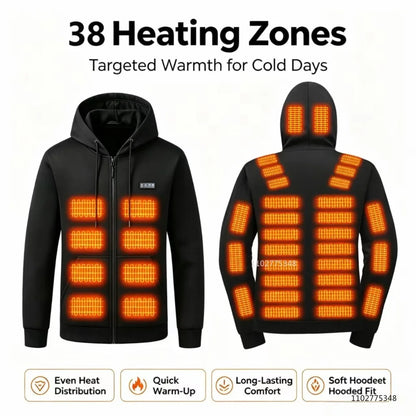 Vexaroa 38-Zone USB Heated Hoodie Jacket – Men & Women Winter