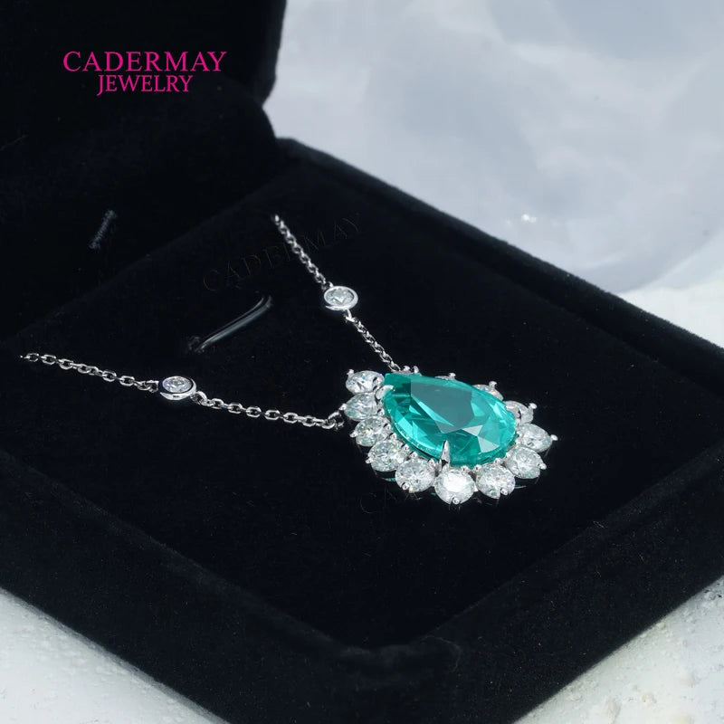 Vexaroa Pear YAG Moissanite Halo Pendant Necklace - product image 1