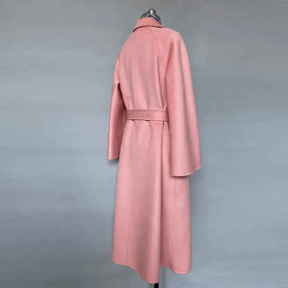 Women's Long Water Ripple Double-Faced Wool Wrap Coat at Vexaroa