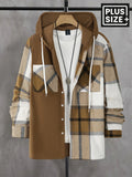 Vexaroa Men's Plus-Size Plaid Hooded Shirt – Oversized Streetwear