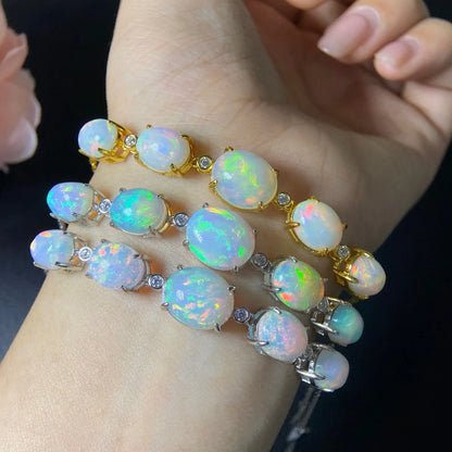 S925 Opal Bracelet Luxury Gemstone Jewelry | Vexaroa