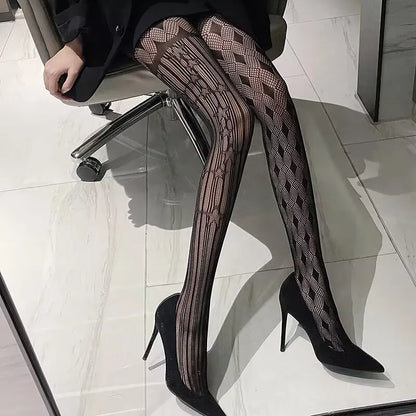 White Stocking Hot Tights Classic Hollowed Out Lace Mesh Stockings Bottomed Pantyhose