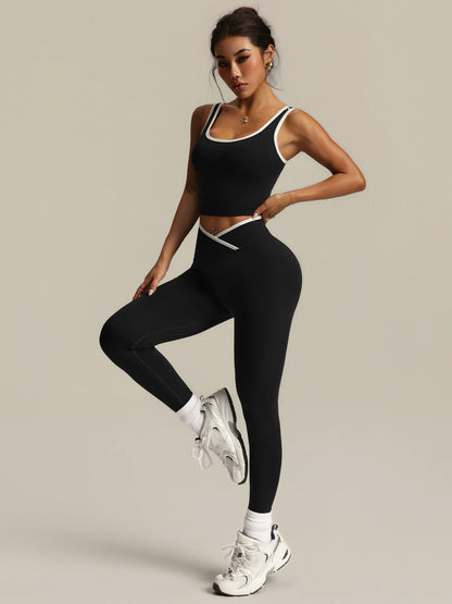 Vexaroa 2-Piece Yoga Set Crossover Leggings & Sports Bra
