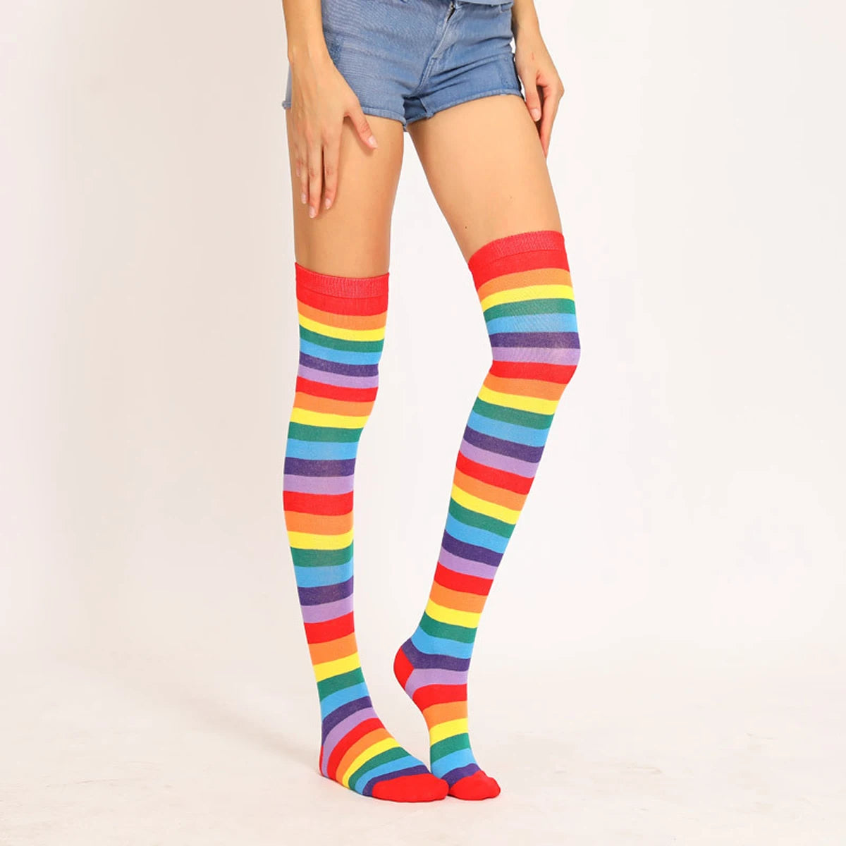 Stocking Over Knee Socks Fashion Women Keep Warm Slim Long Socks Black White Striped Hosiery