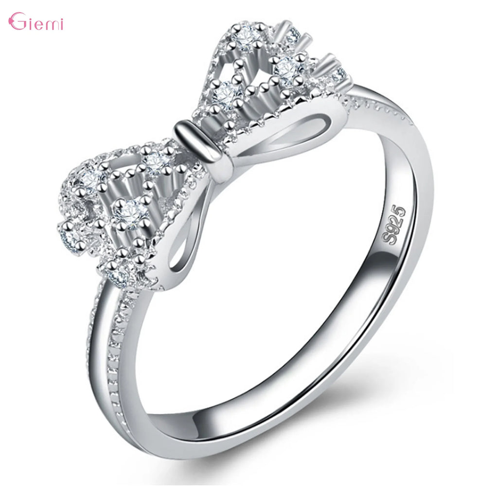 Vexaroa silver bow ring with cubic zirconia