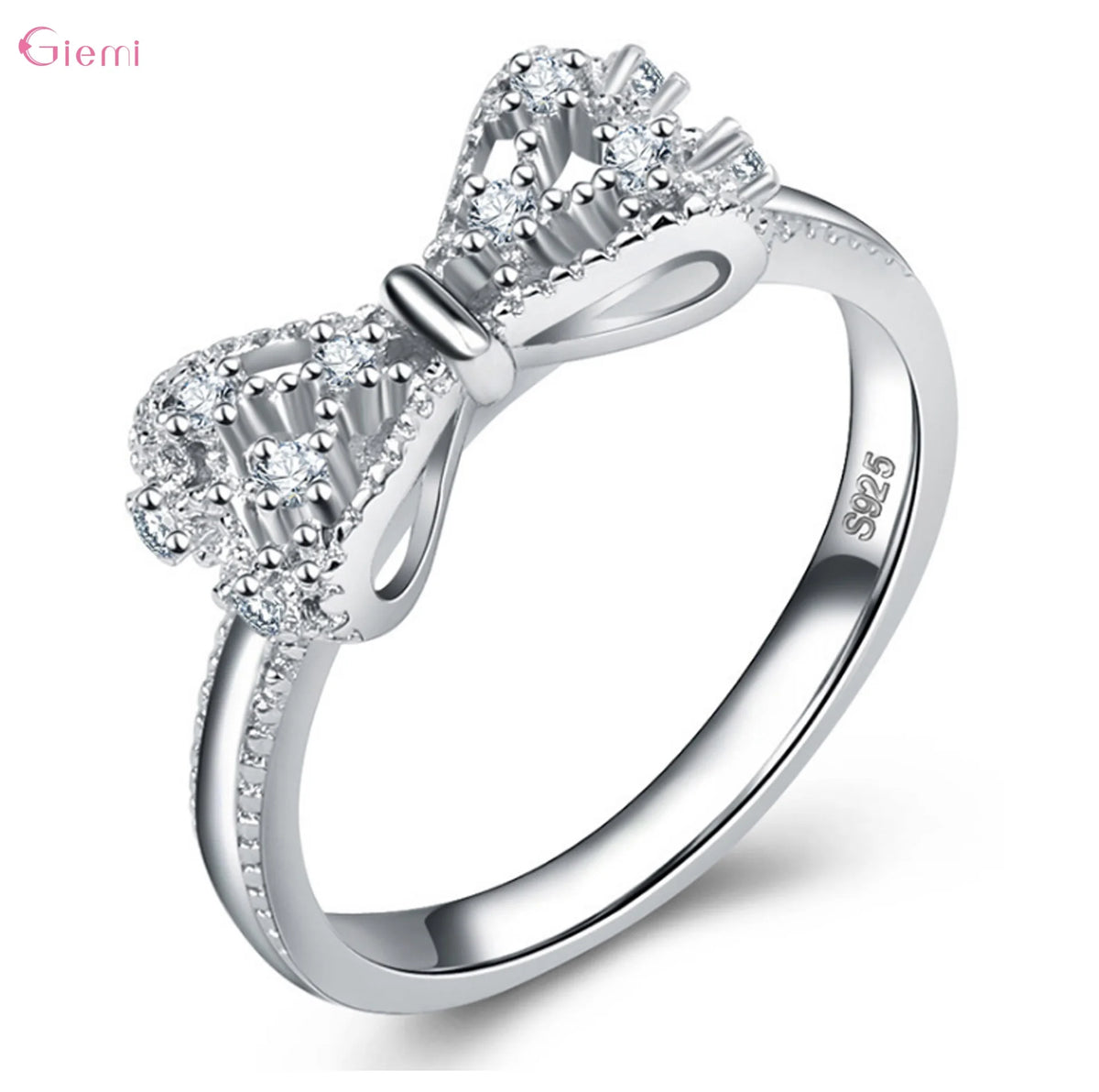 Vexaroa silver bow ring with cubic zirconia