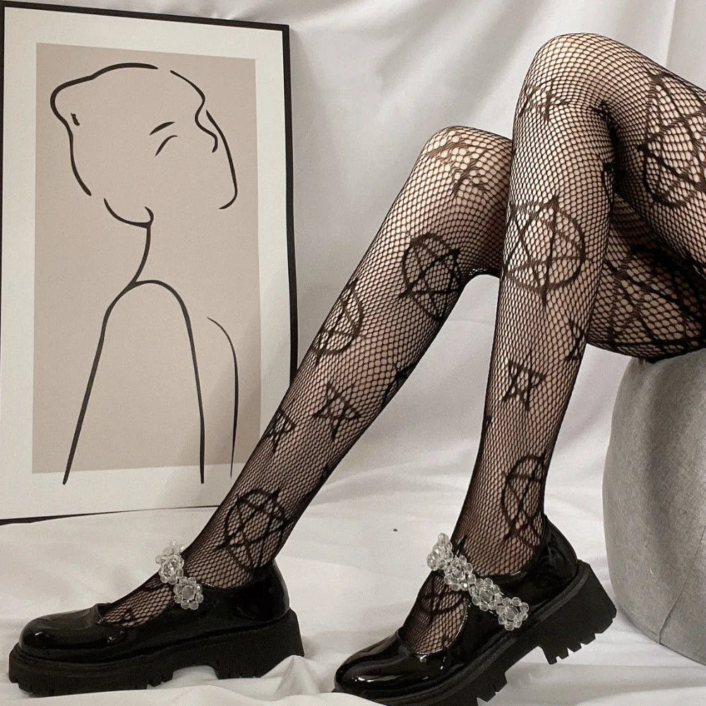White Stocking Hot Tights Classic Hollowed Out Lace Mesh Stockings Bottomed Pantyhose