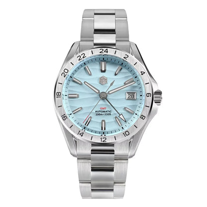 San Martin New 39mm Desert Texture Luxury Men Business Dress GMT Watch NH34 Automatic Mechanical Waterproof 100m Luminous SN0129