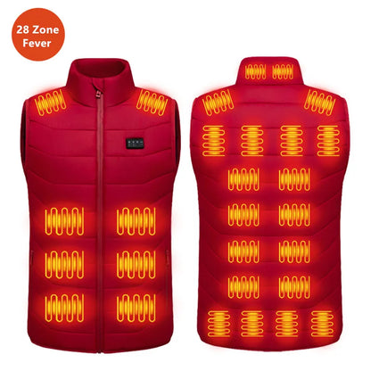 Quality Loose Casual Stand Up Collar Winter 28 Zone Intelligent Heating Vest Men'S Women'S Warm Electric Clip Coat (No Power Bank)