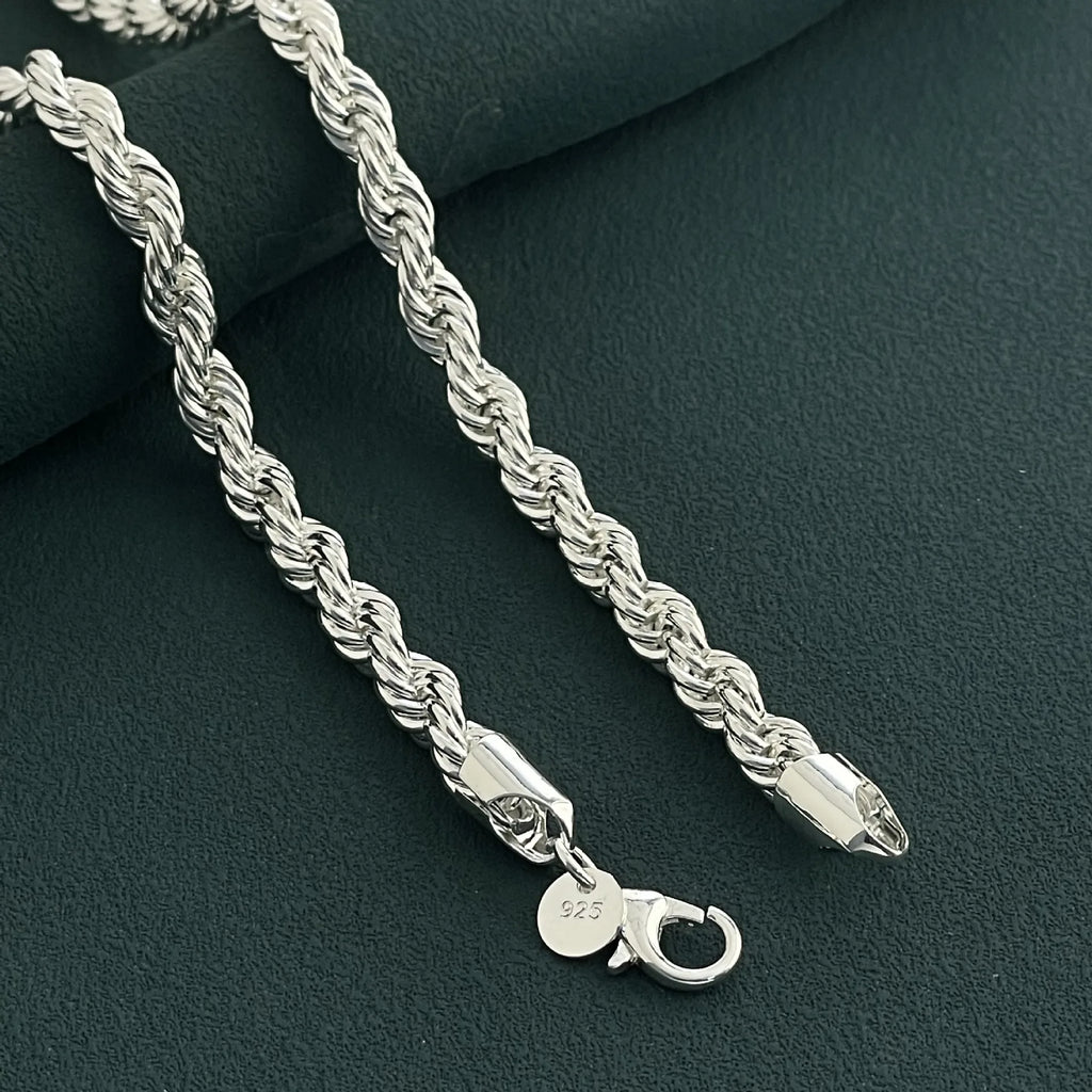 Vexaroa 925 Silver Twisted Rope Necklace product photo, view 2