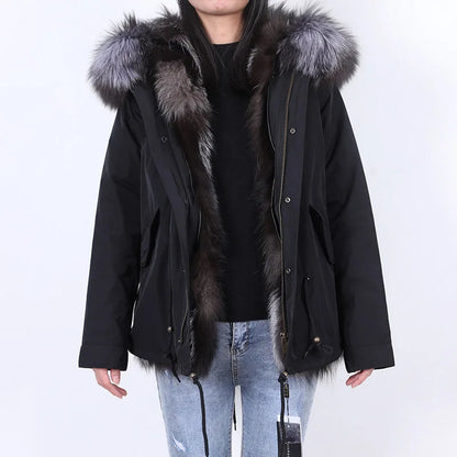 Winter Jackets For Women's Jacket Natural Real Fur Coat Fox Fur Collar Inner Fur Parkas Female Cold Coat