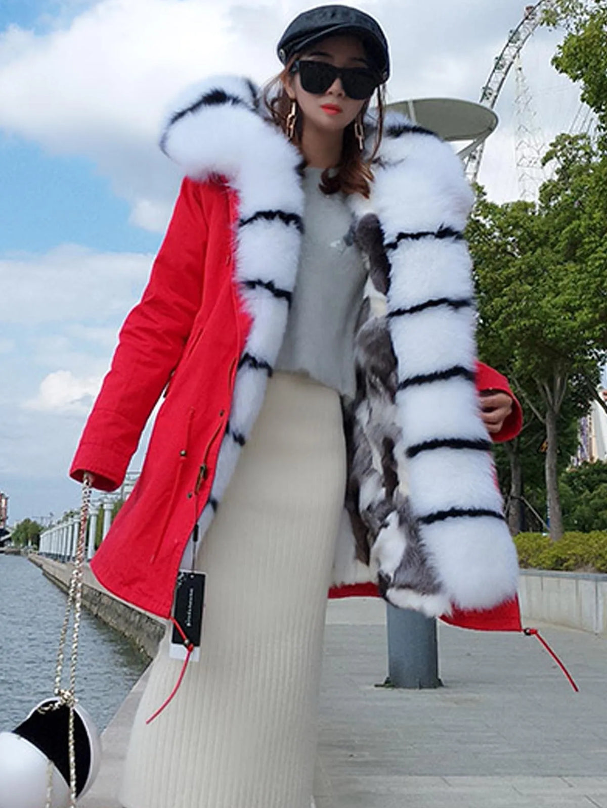 Fox Fur Collar Women's Winter Parka Coat | Vexaroa
