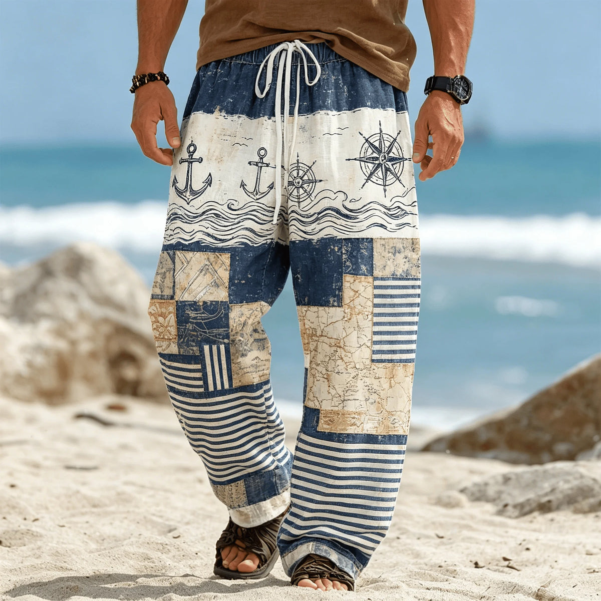 Vexaroa Men's Tribal Patchwork Drawstring Pants — product image 8