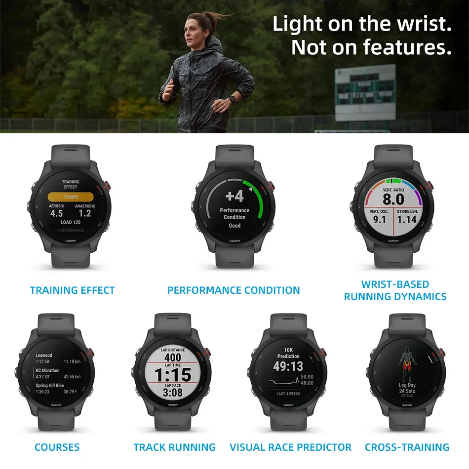 Garmin Forerunner 255 46mm 4GB ROM Running Fitness Tracker Sports Smartwatch 1.3'' Display Bluetooth 5ATM 14 Days Battery Life