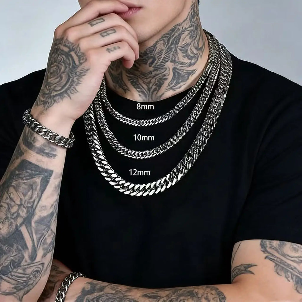 Vexaroa stainless steel Cuban link chain necklace - product gallery image 5