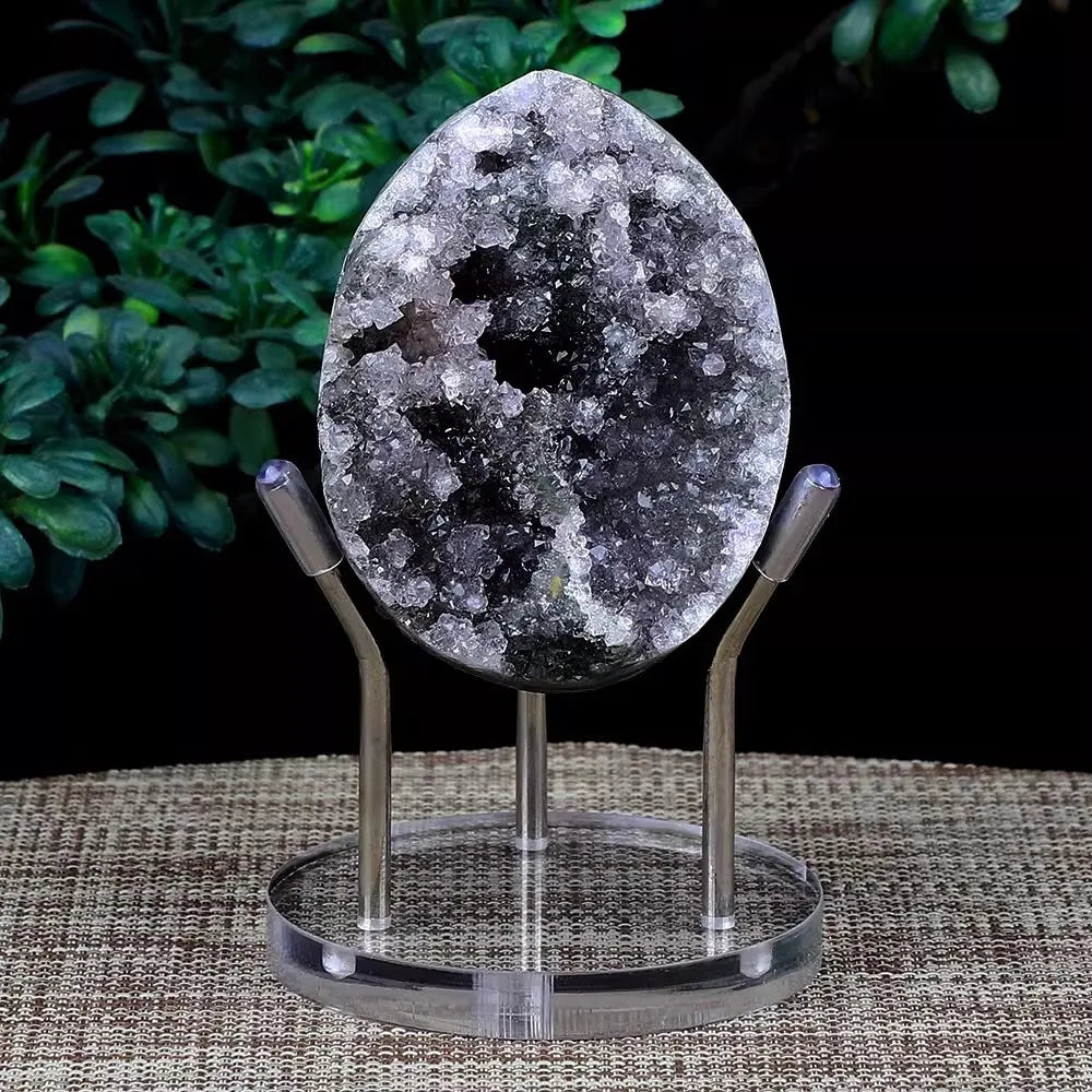 3A Natural Uruguay Purple Amethyst Geode Egg Crystal Specimen Spiritual Healing Mineral Stone Home Decor Meditation Collectible
