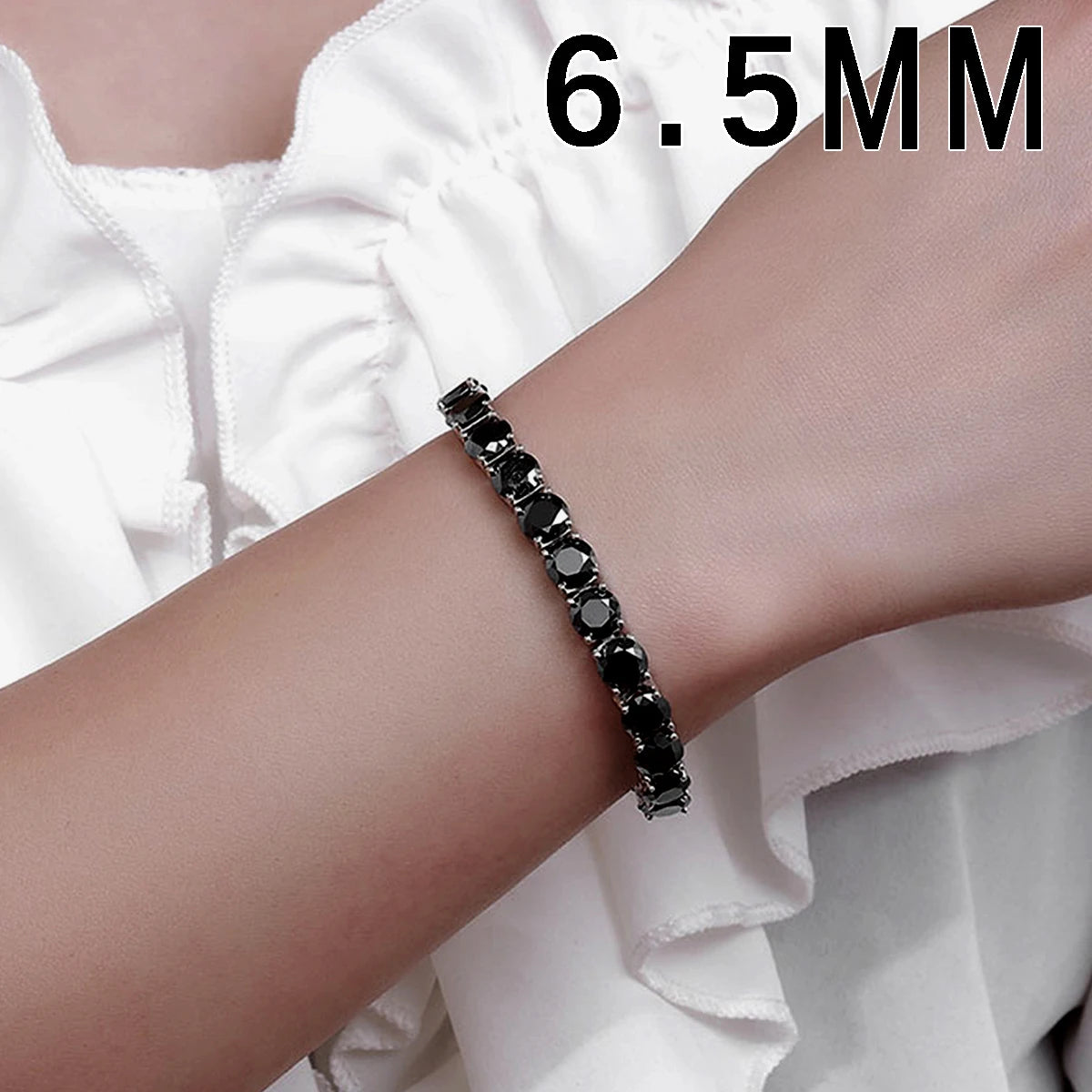 S925 Sterling Silver Black Moissanite Tennis Bracelet Full Paved Vexaroa