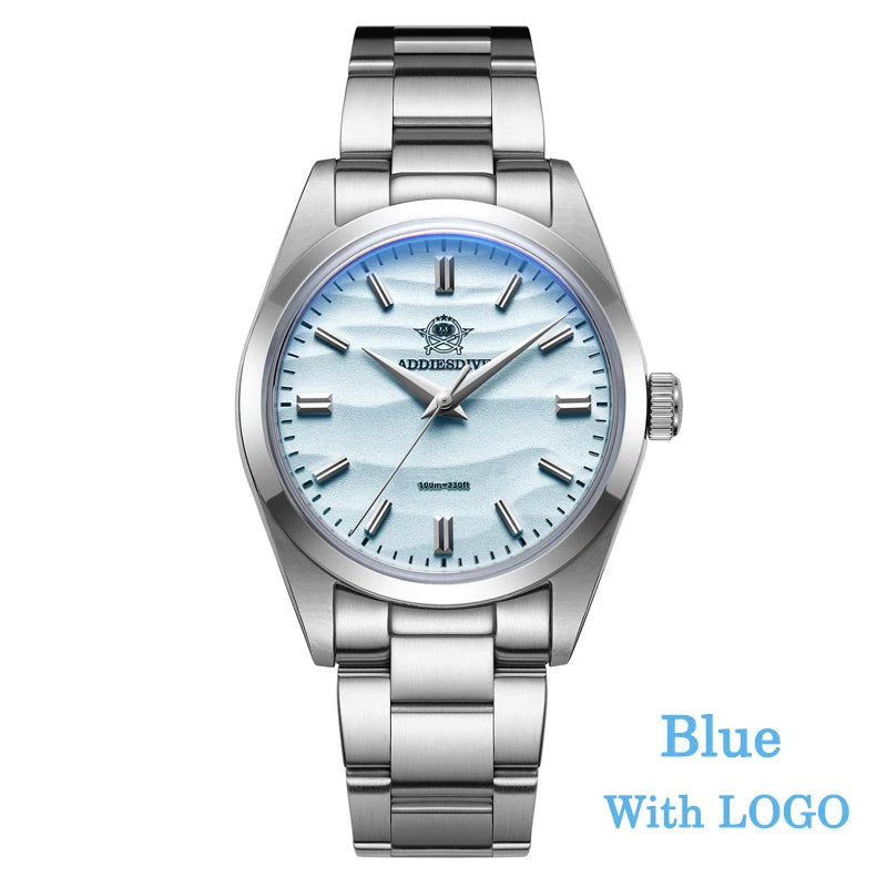 Quartz Watch Simple 10Bar Steel Dive Wristwatch Bubble Mirror Pot Cover Glass Sports 36mm Men Watches