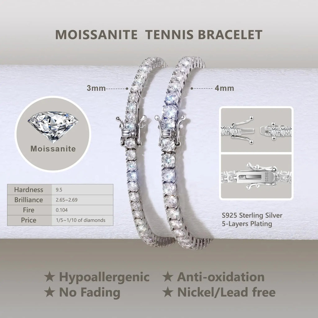 Vexaroa Dainty Moissanite Tennis Bracelet 18K Gold