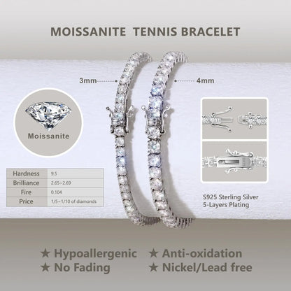 Vexaroa Dainty Moissanite Tennis Bracelet 18K Gold
