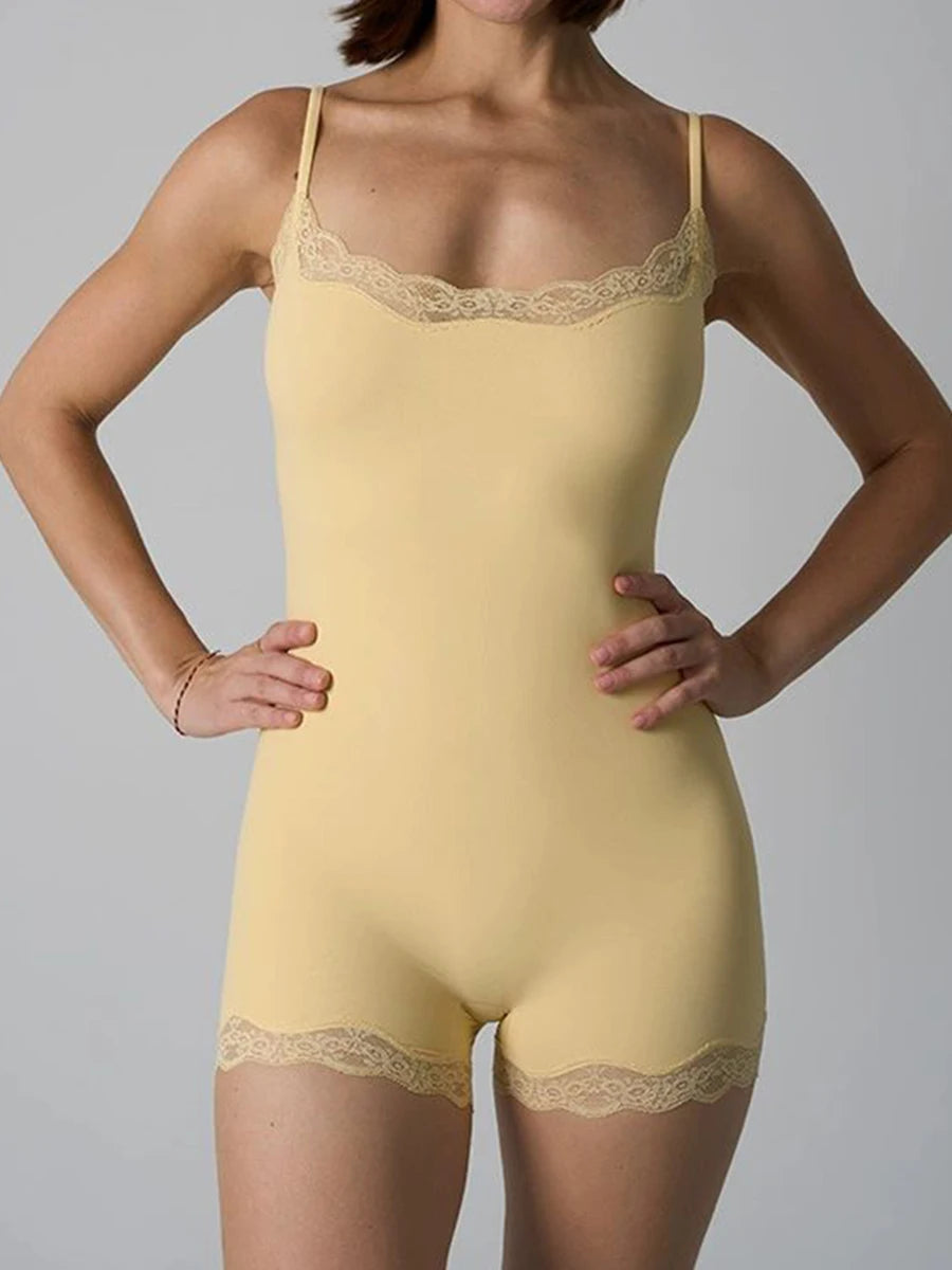 Vexaroa lace trim slim bodysuit, high-stretch adjustable strap one-piece – product image 19