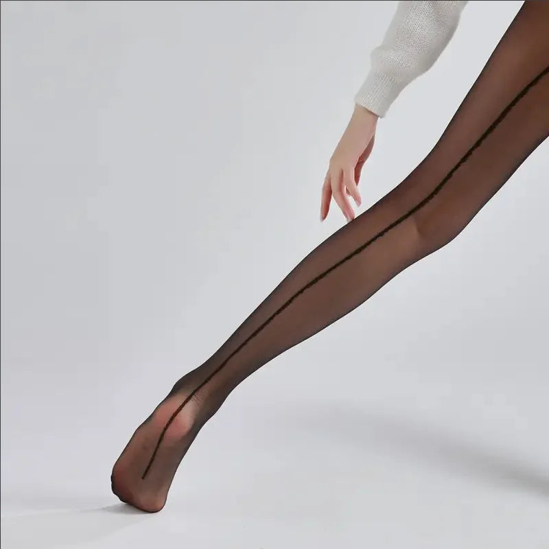 Women Black Line Pattern Stockings Slim Ultra-thin Anti Hook Pantyhose Skinny Looking Sexy Sunscreen Transparent Female Tights