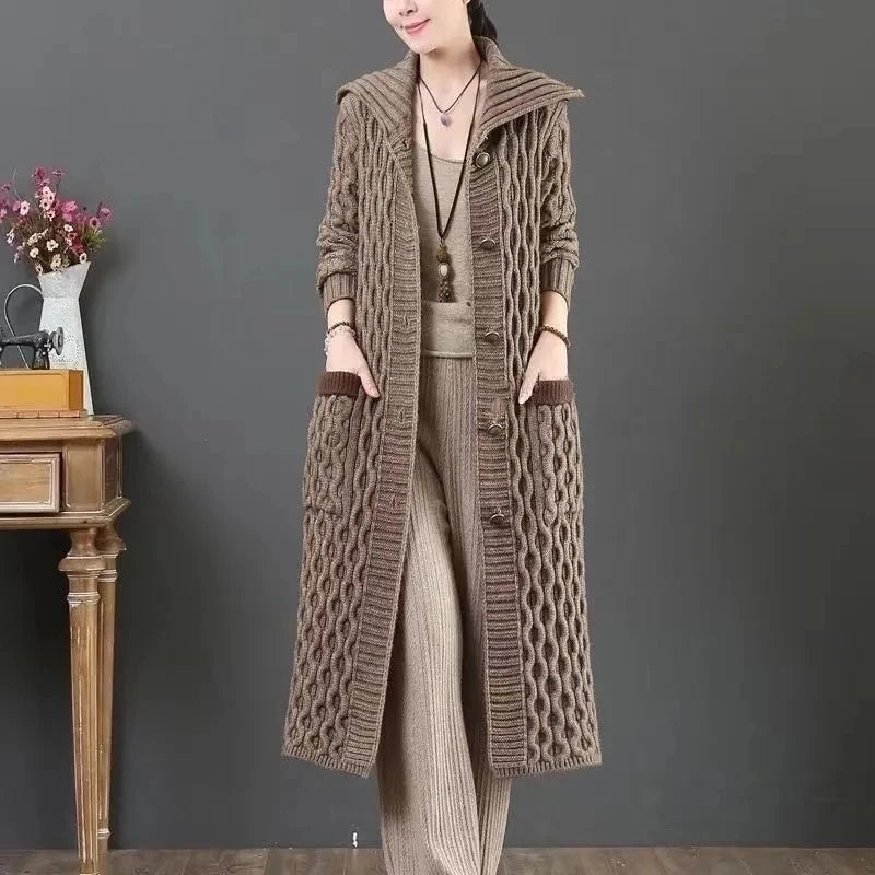 Autumn Winter 2025 Stand Collar Loose Women Knitted Cardigan Sweater Jacket Long sleeve Single Breasted Fashion Ladies Top