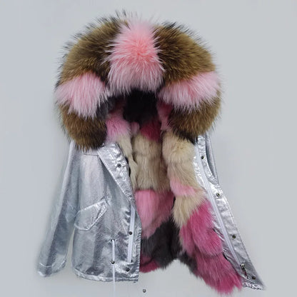 Winter Jackets For Women's Jacket Natural Real Fur Coat Fox Fur Collar Inner Fur Parkas Female Cold Coat