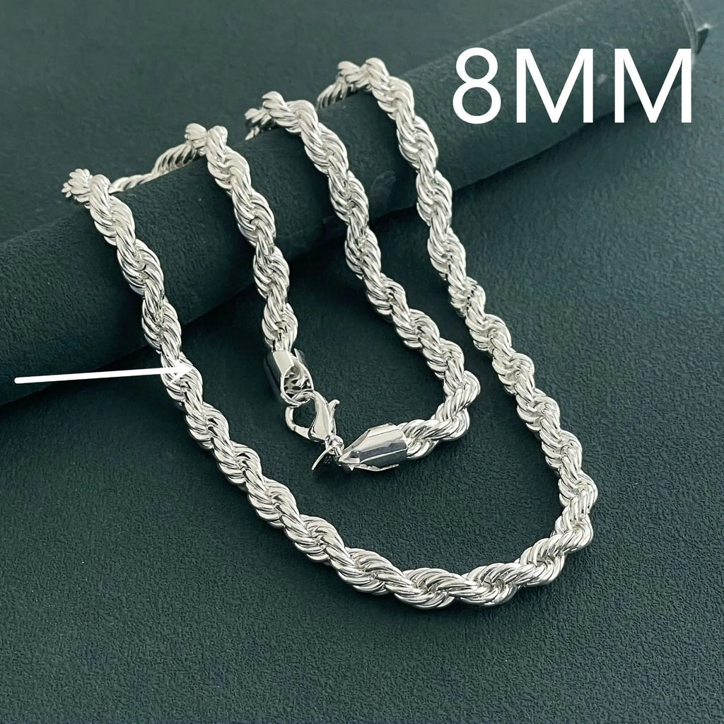 Vexaroa 925 Silver Twisted Rope Necklace product photo, view 6