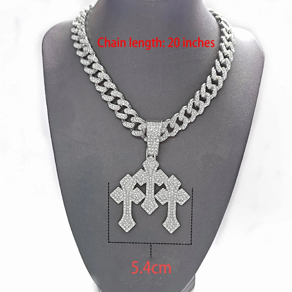 Vexaroa Iced-Out Cross Pendant Cuban Chain Necklace — Vexaroa product image 9