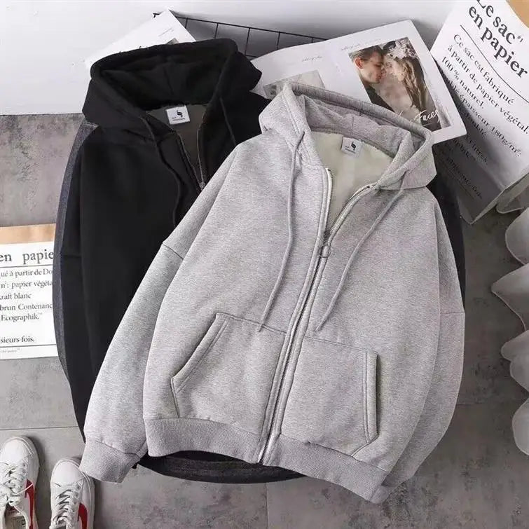 Vexaroa Men's Lamb Velvet Hooded Sweatshirt Winter Outerwear
