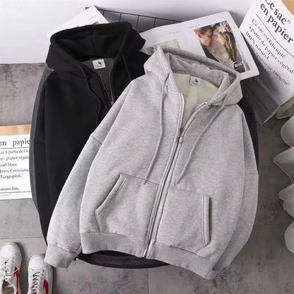 Vexaroa Men's Lamb Velvet Hooded Sweatshirt Winter Outerwear