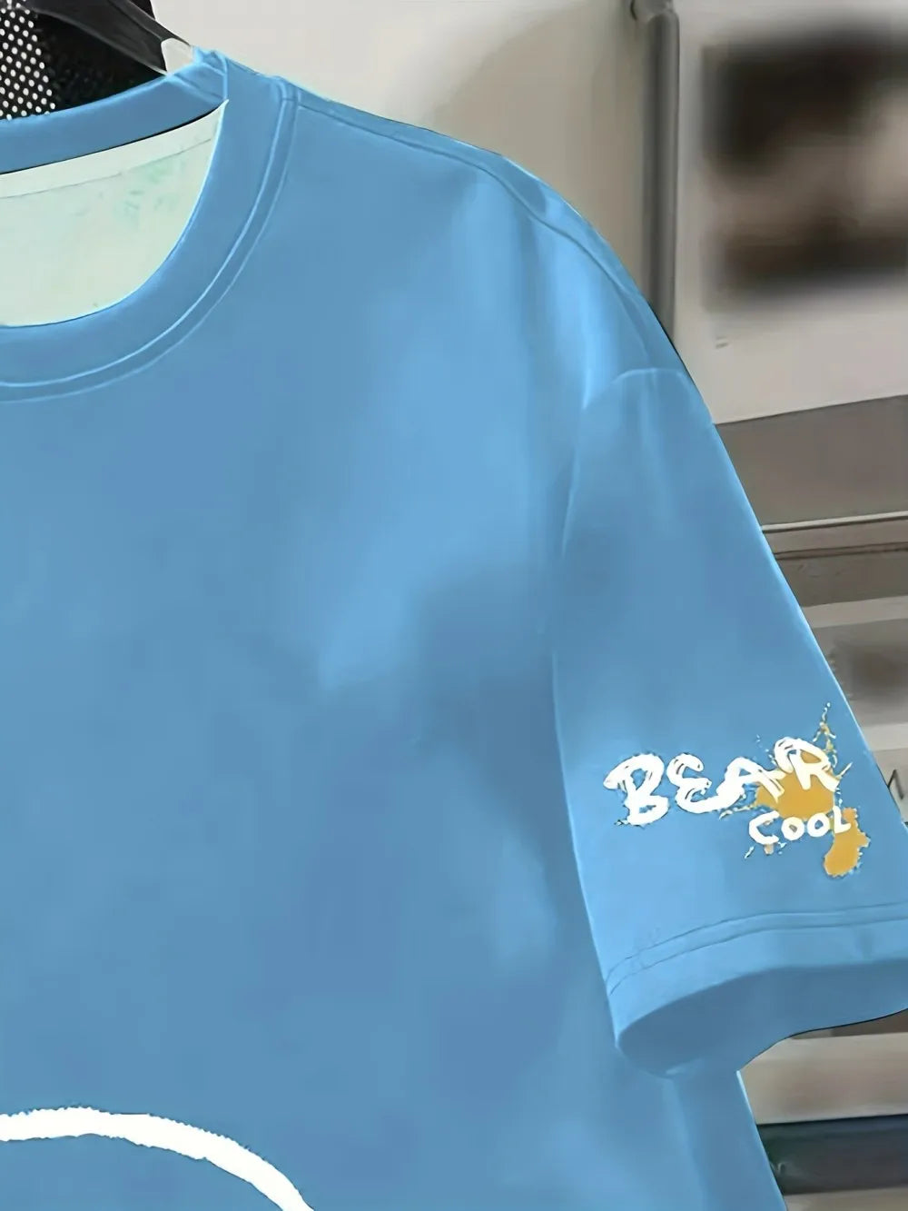 Vexaroa Men's Cartoon Bear Print Summer T-Shirt