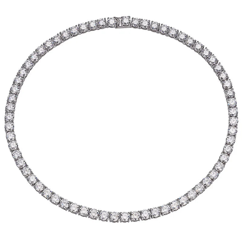 Luxury Solid Platinum PT950 Women's 1 karat Moissanite Diamond Necklace 6.5mm Four Claw Tennis Neck Chain