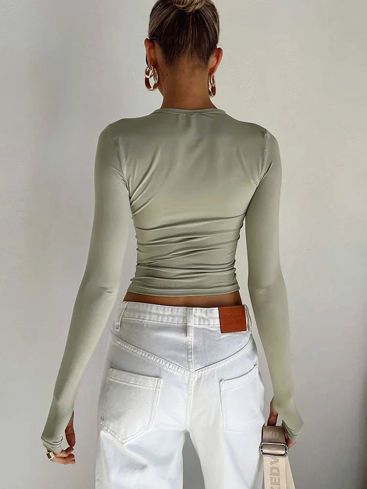 Vexaroa Womens Slim Long Sleeve Crop Top product photo, view 3