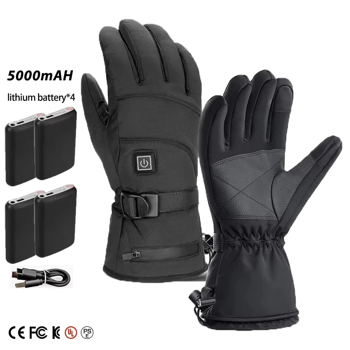 Vexaroa Electric Heated Ski Gloves 5000mAh Waterproof Winter