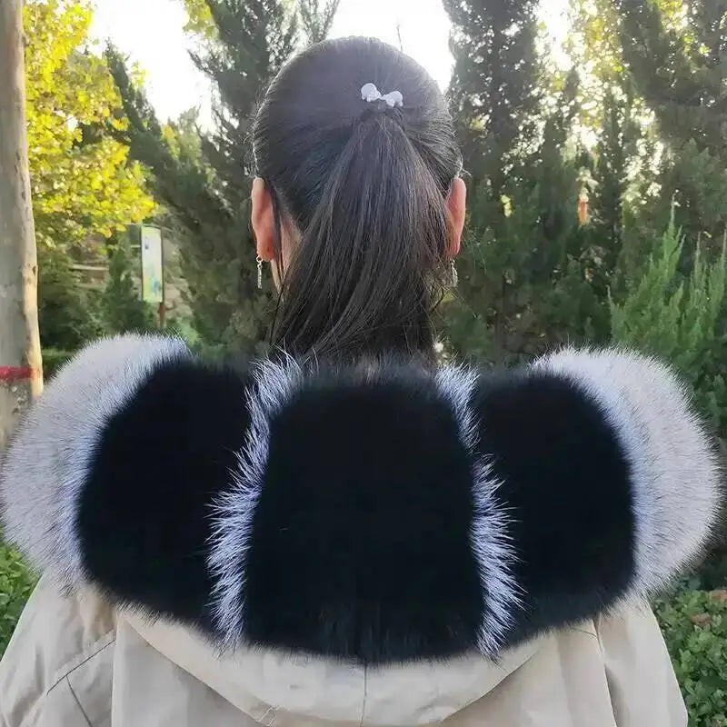 Vexaroa Super Large Real Fox Fur Collar – Women's Winter Scarf